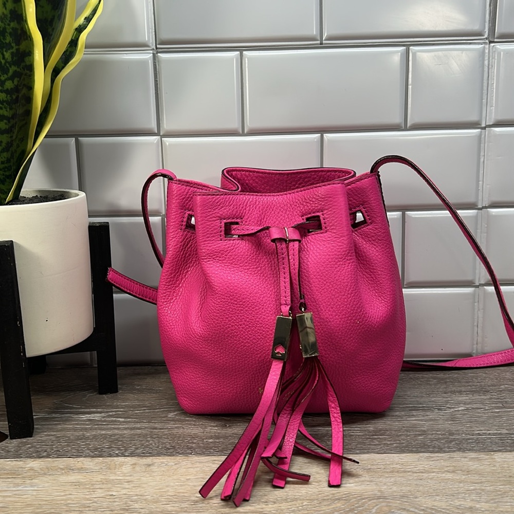 Pink Leather Bucket Bag
